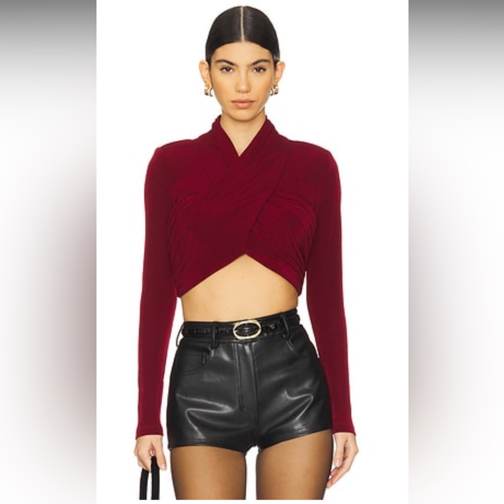 Bardot burgundy wrap crop top xs